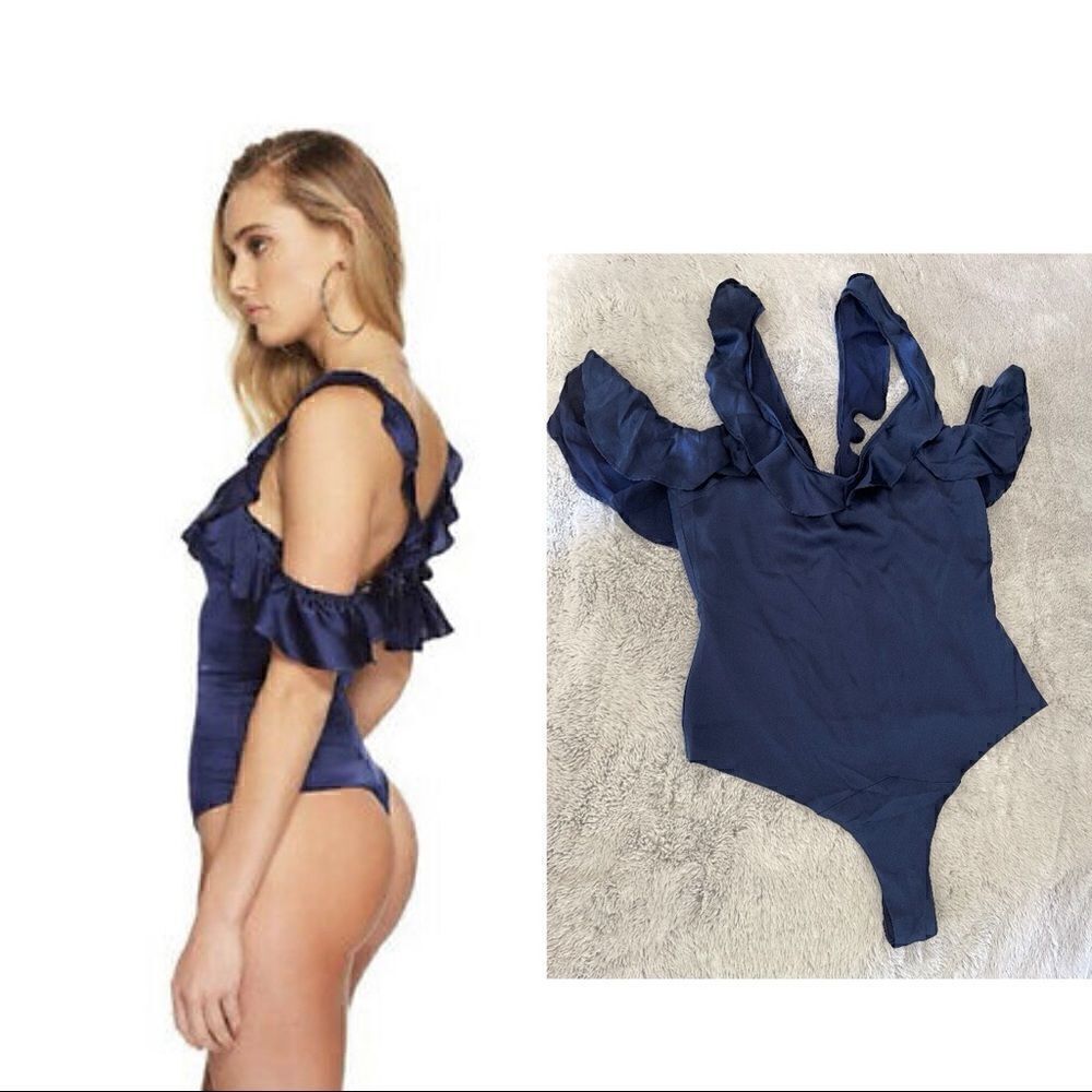 FOR LOVE & LEMONS bodysuit blue sz large